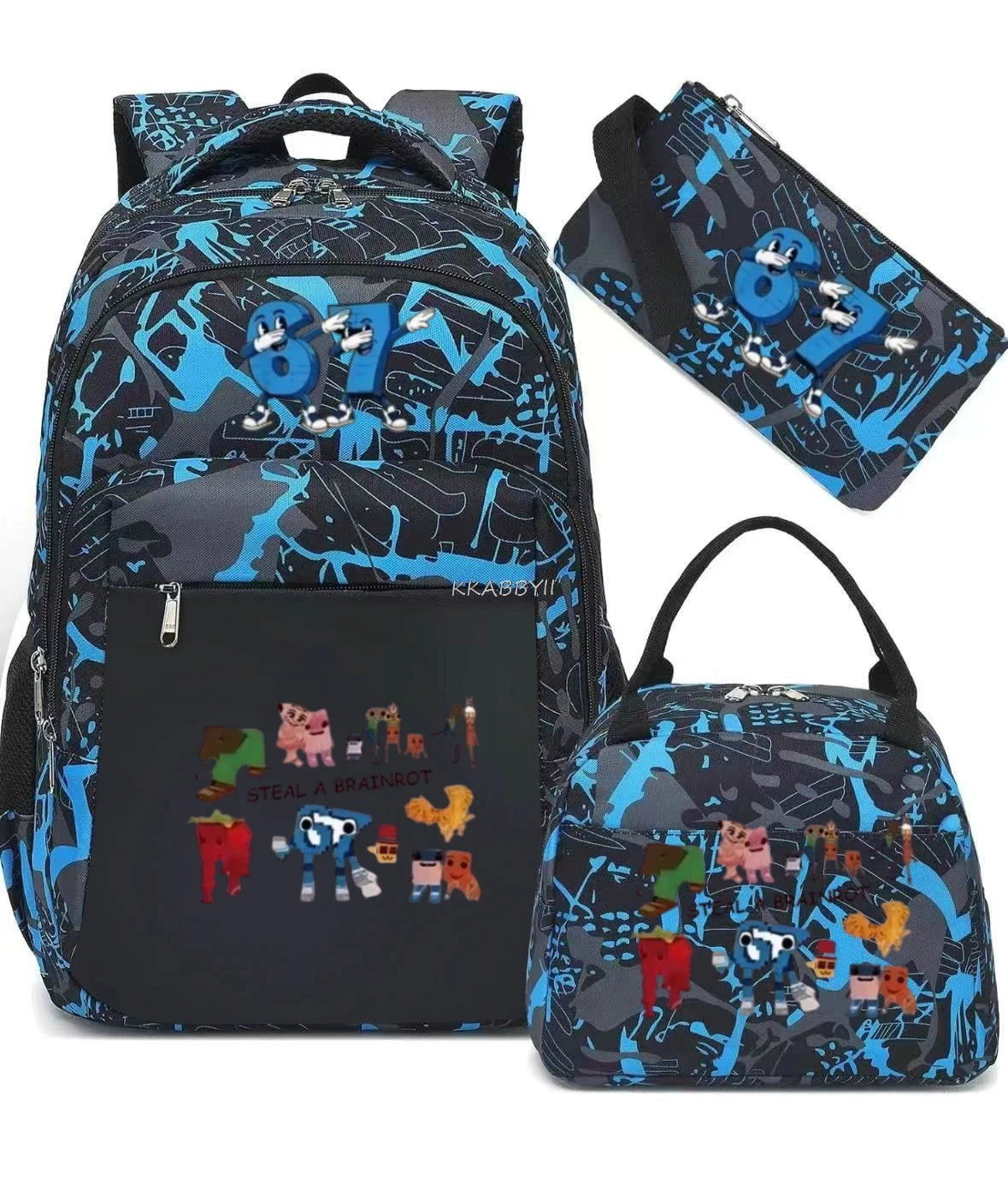 Steal A BrainRot Backpack with Lunch Bag for 67 Six Seven Teenagers Student School Bags Casual Comfortable Travel Set