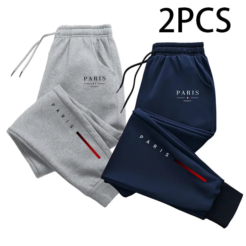 2 in 1 Sweatpants for Man Fall Winter Daily Casual Sporty Jogger Pants Paris Fashion Print Trousers Home Outdoor Comfort Bottom