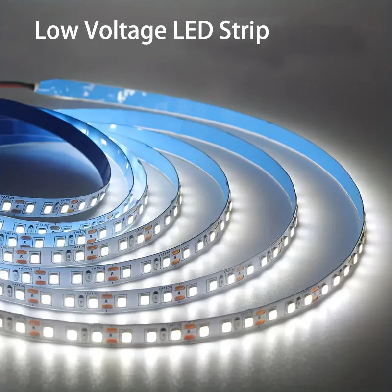 12V 24V 5m LED Strip Light 2835 120/180/240 LEDs Flexible Tape Bright 8mm PCB  Home Decoration