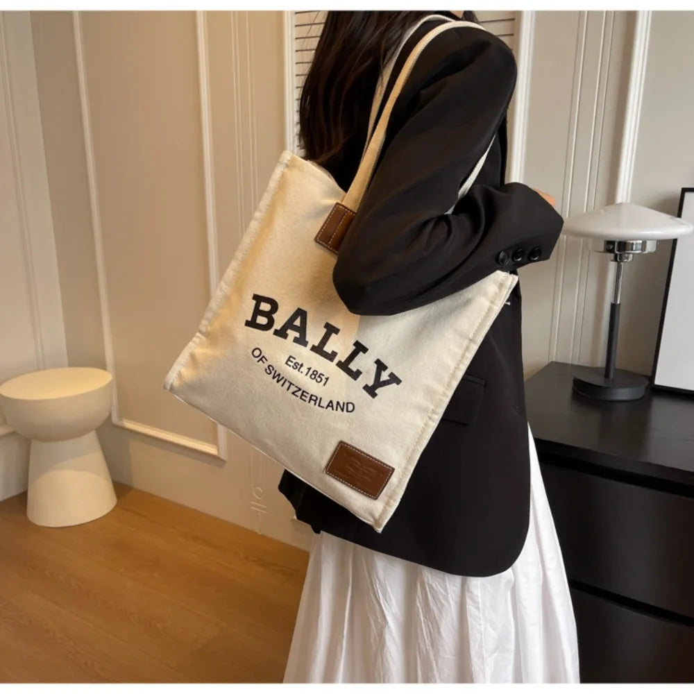 2025 New Canvas Tote Bag for Women Large Capacity Casual Shoulder Bag Simple Commute Shopping Bag High Quality