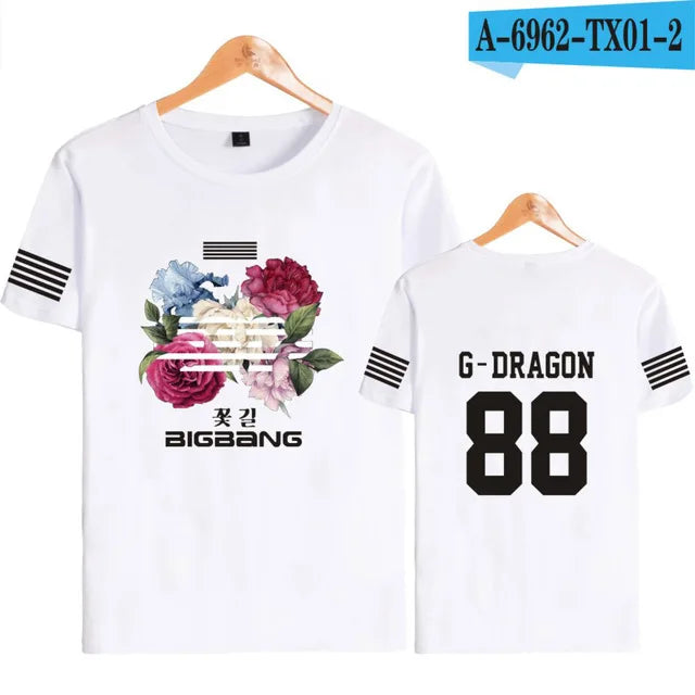 BIGBANG T Shirt Kpop G DRAGON T.O.P T Shirt Women Men Summer Short Sleeve Tee Korean Popular Fashion Gdragon Clothes For Fans