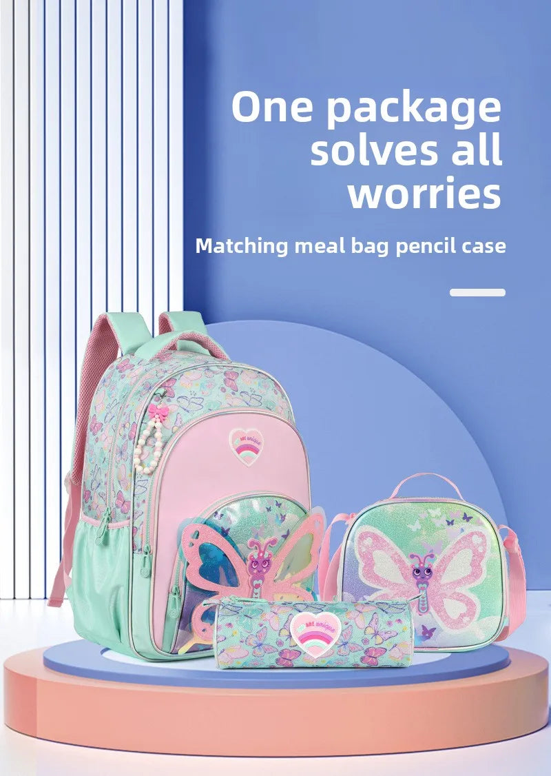 Kids School Backpacks for Girls School Bag Set with Lunch Bag Pencil case Elementary Students Backpack Cute Book Bag