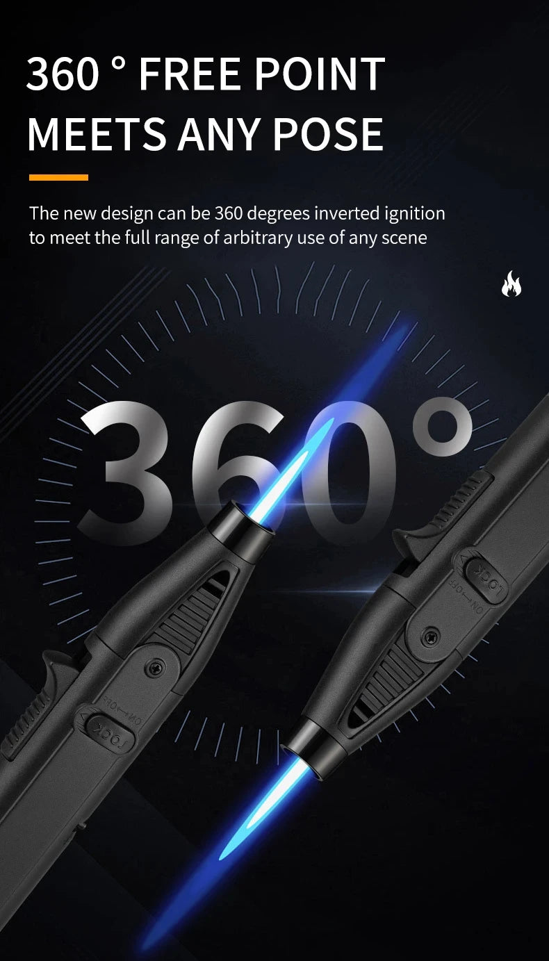 1300℃ Jet Flame Gas Lighter 360 Degree Inverted Turbo Torch Lighter Refillable Butane Kitchen BBQ Ignition Gun Windproof Lighter