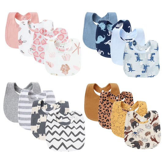 4Pcs Baby Bibs Burp Clothes Cartoon Newborn Saliva Towels for Girls Boys Cotton Kids Apron Infant Accessories Toddler Bibs Set