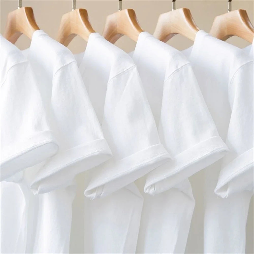 Summer Men T Shirt Cotton Tops Kids Solid Color Blank Tshirts O-neck Round Collar Short-Sleeve Couple White Top Tees Clothing