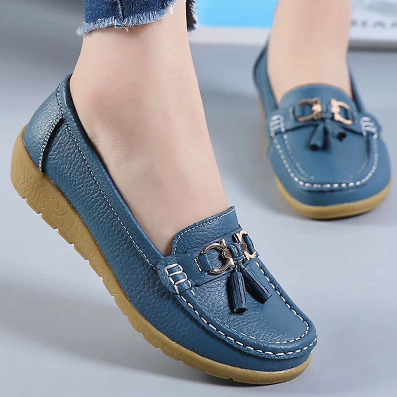 Woman Shoes Low Heels Casual Shoes Women's Loafers Slip On Flat Shoes Mocassins Femmes Comfortable Footwear Women Flats White