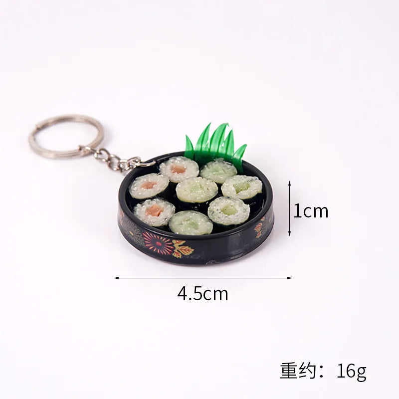 Simulation Food Keychain Pendant Funny Gift Lunch Box Sashimi Toys Party Couple Car Bag Key Rings