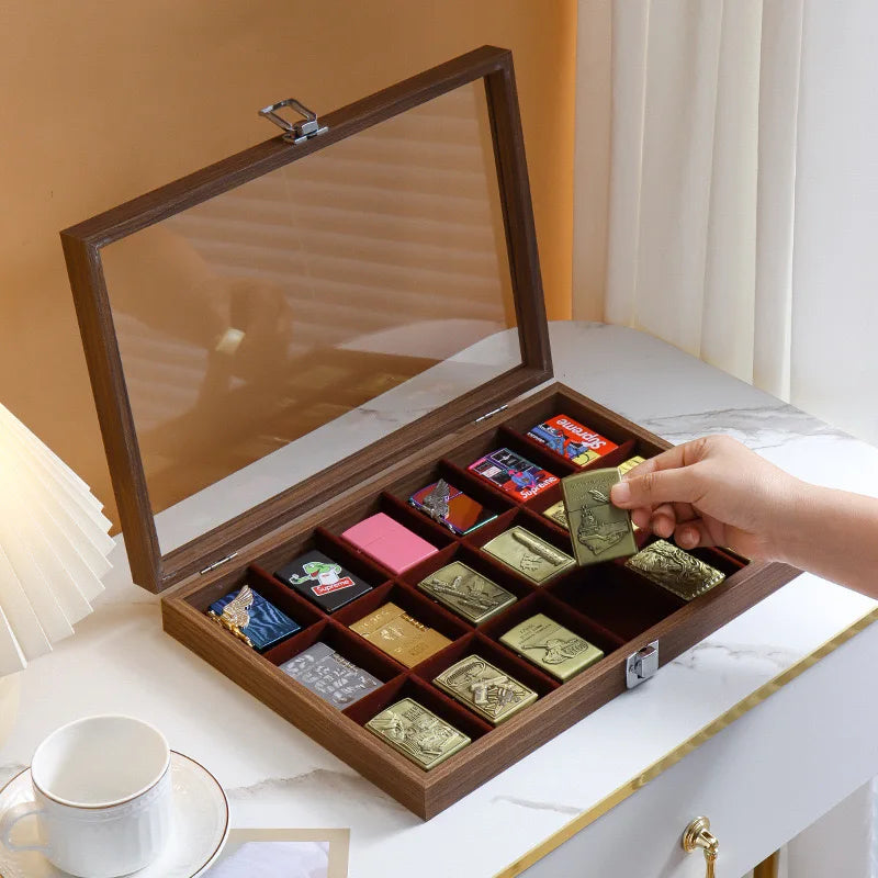 Lighter Storage Box Lighter Holder Display Box Windproof Lighter Display Stand Transparent With Lid Dustproof Large Capacity