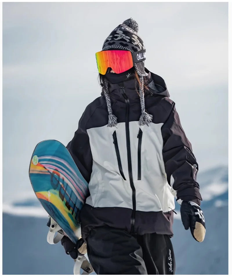 John Snow Men and Women's Winter Waterproof Warm Ski Jacket Professional Breathable Mountaineering Jacket Outdoor Snow Coat