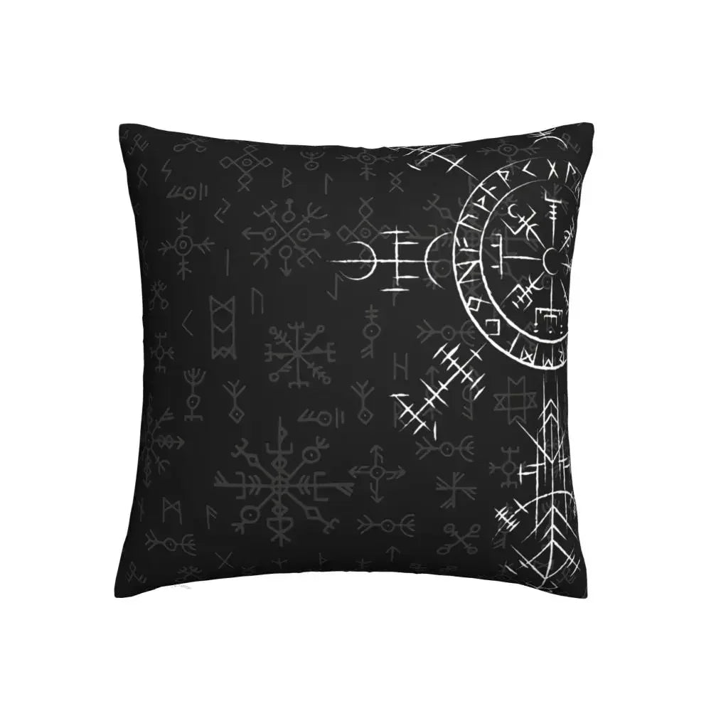 Celtic Lucky Charm Compass Symbole Celtic Vegvisir Pillowcase Viking Norse Backpack Cushion For Sofa  Coussin Covers Decorative
