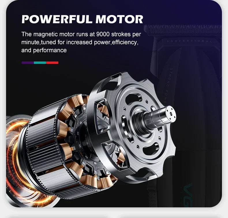 VGR V-906 Hair Salon Home Hair Trimmer Gradient Metal Body Hair Clipper Hair Carving LED Intelligent Digital Display Electric Pu