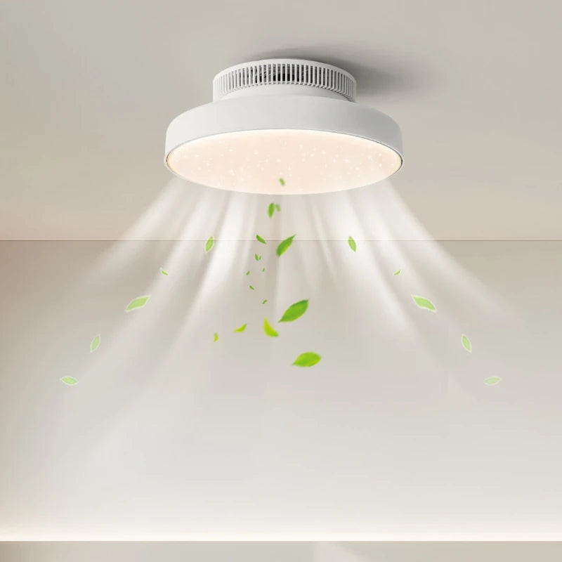 Modern Silent Living Room Bedroom Kitchen Office Ceiling Light  Ceiling Fan Light Flush Mount Bladeless Fan Lamp Remote Control