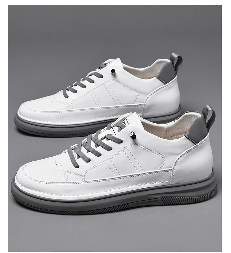 Spring Autumn Men's Inner Heightening Shoes Leather Sports Casual Shoes Invisible Height Increasing Shoes Men Sport Elevator 8CM