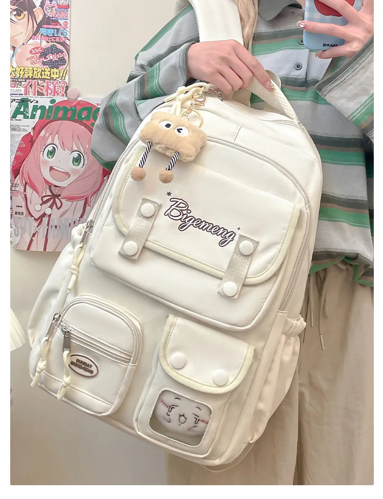 2025 cute student Backpack schoolbag For High School And Primary School Student Campus Versatile Backpack with doll