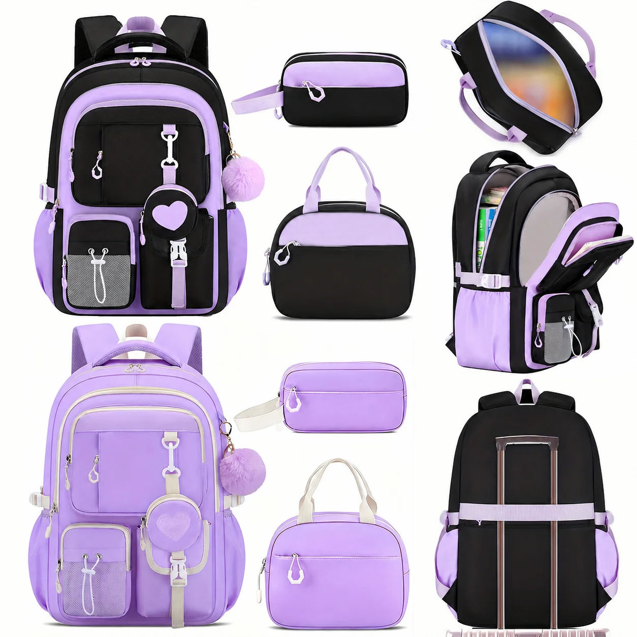 School Bag Set Ergonomic Waterproof Oxford Cloth Backpack Girls School Backpack Set Large Capacity Spine Backpack For Middle