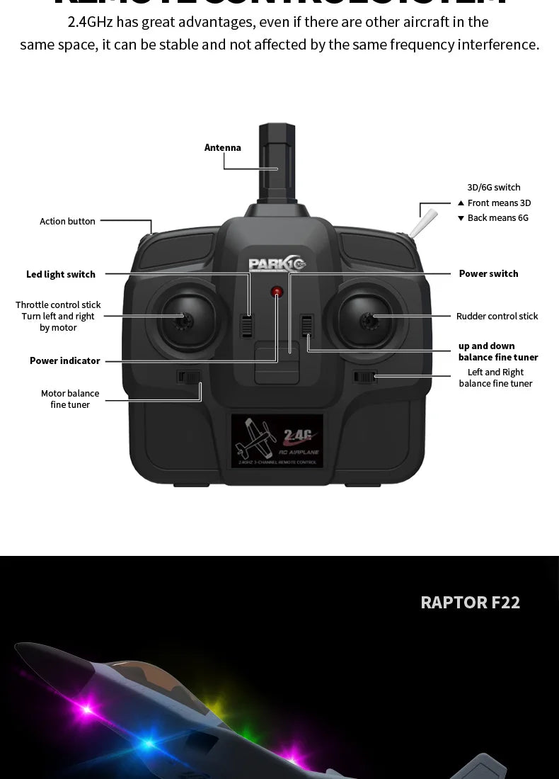 2024 New F22S 2.4G 4CH 3D6G RC Airplane Raptor F22 Warplane WLtoys A180 Upgrade Version LED Light With Gyroscope Out Door Toys