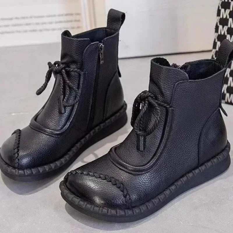 Shoes for Women 2024 Fashion Cross-tied Women's Boots Daily Boots Women Hot Sale Round Toe Comfortable Flat Shoes Ankle Boots