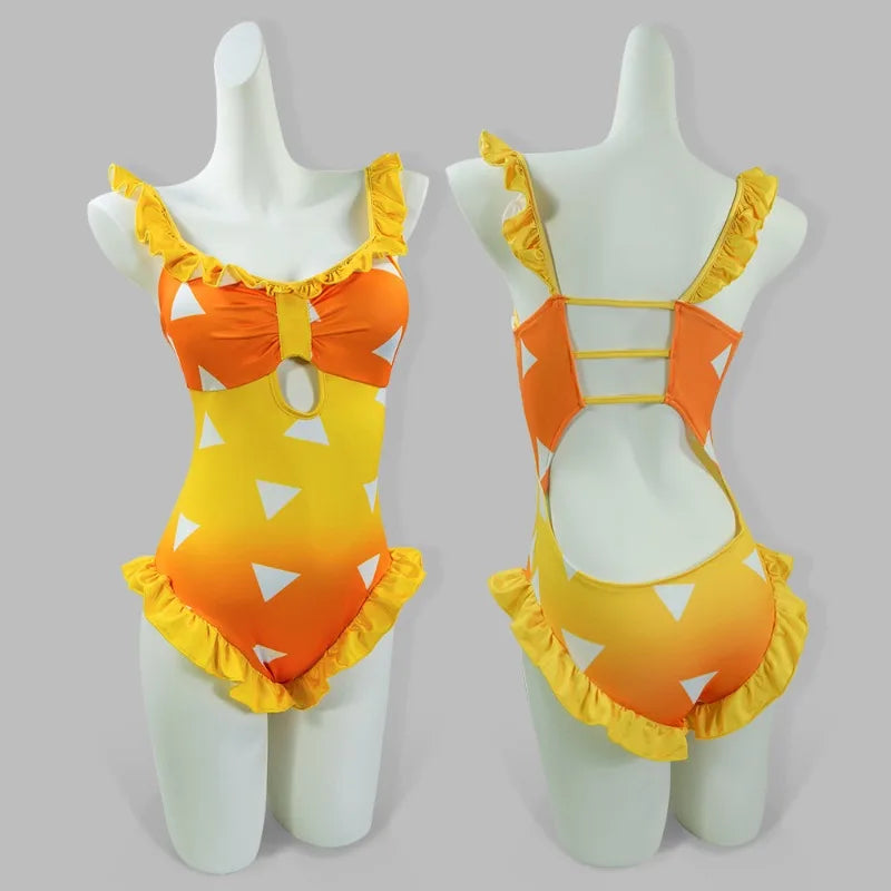 Anime Demonn Slayer Cosplay Swimsuit Shinobu Kimetsu no Yaiba Tanjiro Nezuko Bathing Suit for Pool Beach Party Halloween Costume