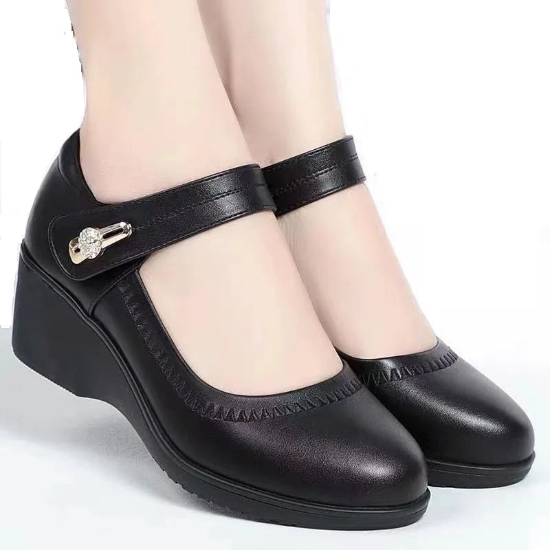 sapatos femininas women fashion high quality black wedge heel shoes for office work lady casual career elegant daily pumps z425