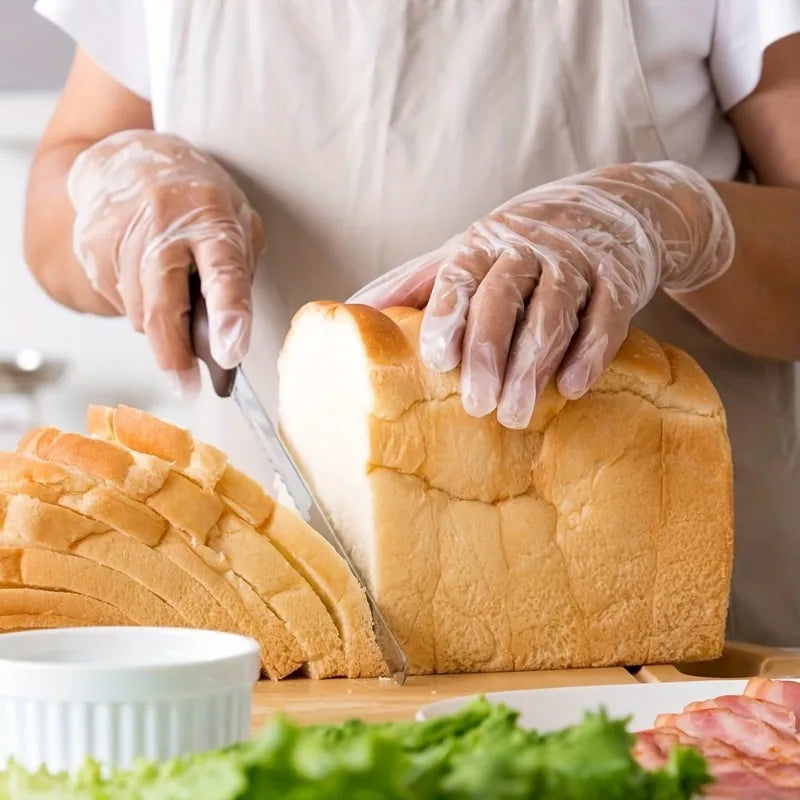 100/200pcs Disposable Gloves, made of durable material, easy to use. Suitable for cleaning in the kitchen and bathroom.