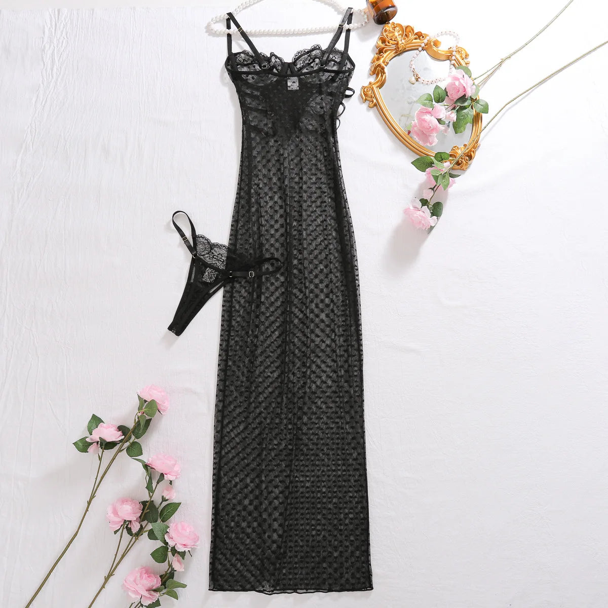 Lingerie Tight suspender see through spotted mesh dress sexy tоy girl xxx Womens dresses Womens dresses sexy clothes for woman