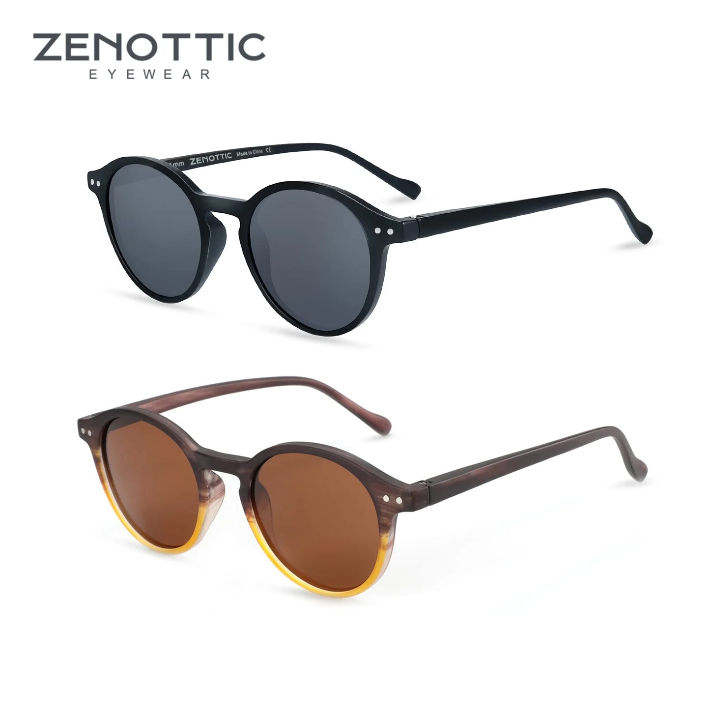 ZENOTTIC Retro Polarized Sunglasses 2023 2024 Men Women Vintage Small Round Frame Sun Glasses Polarized Lens UV400 Goggles Shade