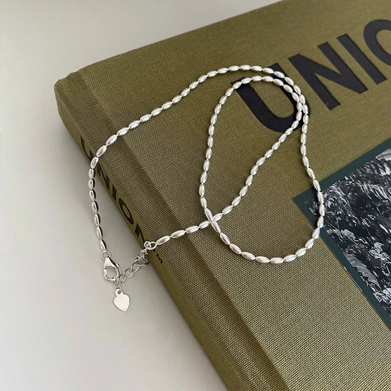 925 Sterling Silver Necklace Shiny and Delicate Collarbone Chain Double Layered Round Bead Necklace for Women's Fashion Jeweller