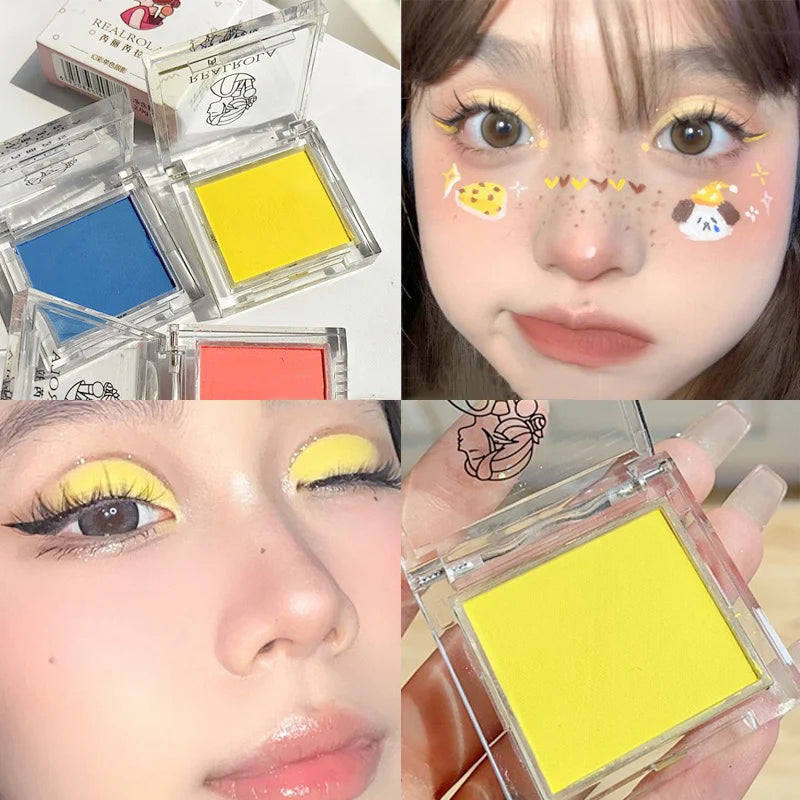 Green Mango Yellow Eyeshadow Matte High Pigment Eyeshadow Makeup Palette Soft Brightening Face Matte Velvet Eye Shadow Powder