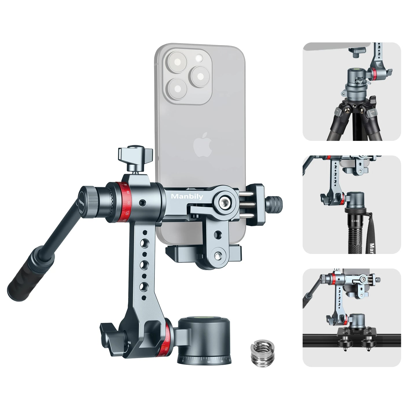 Manbily YJ-002 Mobile Camera Gimbal 360° Rotation Adjustable for Live Streaming Aluminum Camera Gimbal with Handle