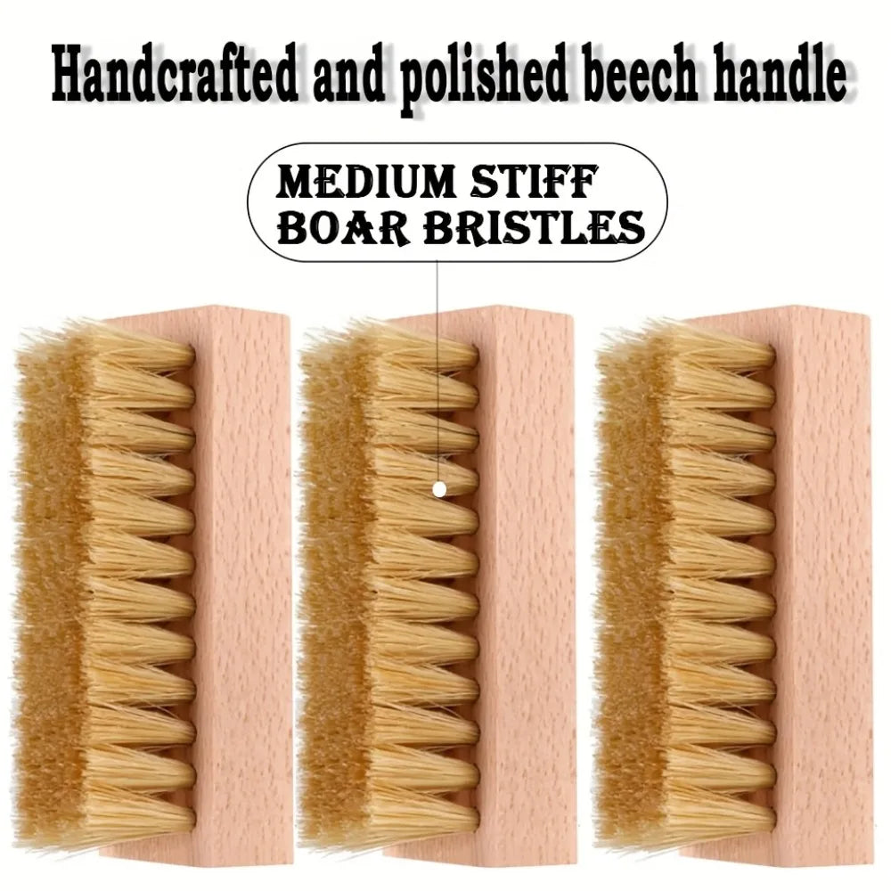 1pc Wooden Handle Shoe Cleaning Brush Horse Hair Wood Brush Leather Shoe Care and Cleaning Shoe Brushes