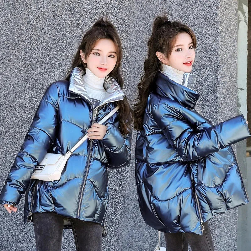 2026 New Winter Jacket Women Parkas Glossy Warm Thicken Coat Female Cotton Padded Parka Waterproof Outwear Loose Snow Jacket