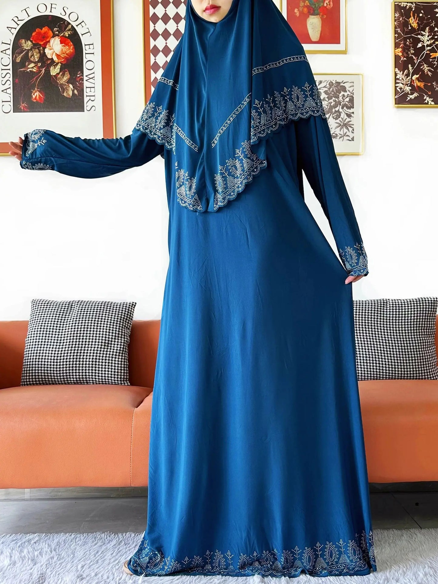 2025 Islamic Women's Hijab Scarf Long Dress Sets Prayer Garment Set Long Khimar Dress And Hijab Combo for Ramadan Daily Wear