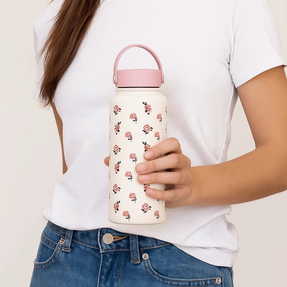 Gift INS Insulated Water Bottle Portable 1L Outdoor Insulated Mug Stainless Steel Leak-proof Thermal Water Bottle Office