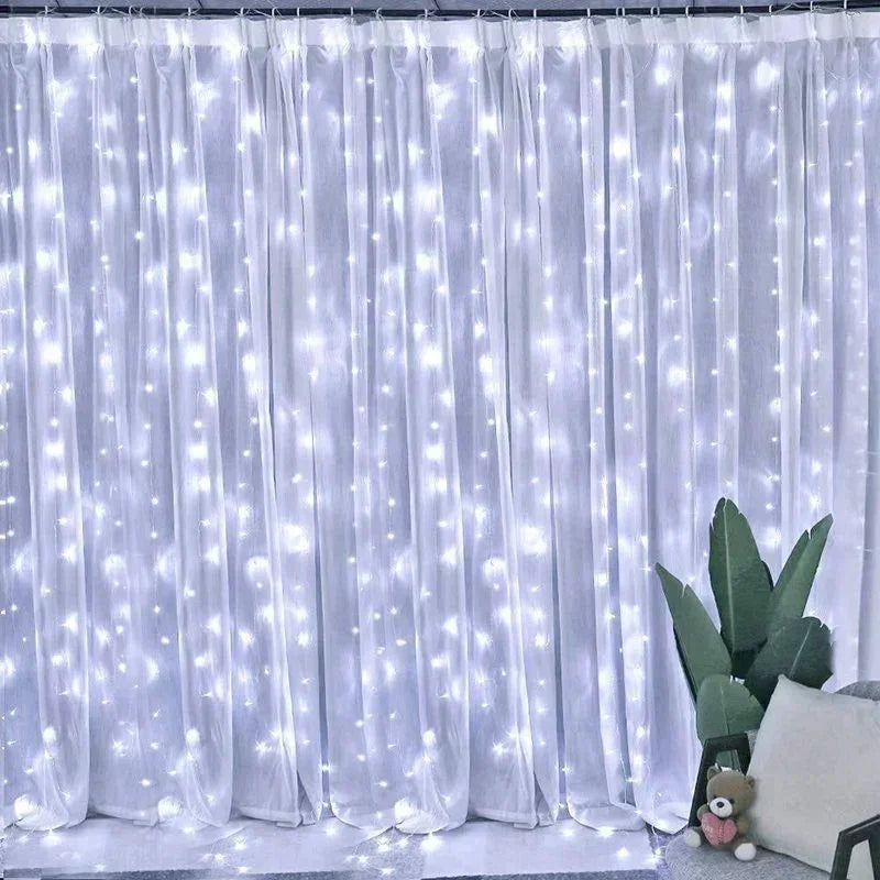 USB Plug Wedding Garland Valentine's Day Ramadan EID Mubarak Decoration for Home Curtain Lights 8 Modes LED Curtain Fairy Light