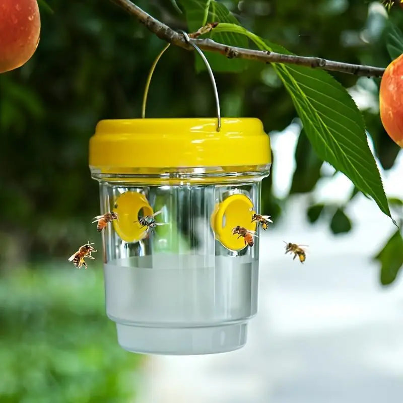 Outdoor Insect Trap with Lid Effective Fruit Fly Wasp Catcher Transparent Design Reusable Pest Control Trap for Garden Patio
