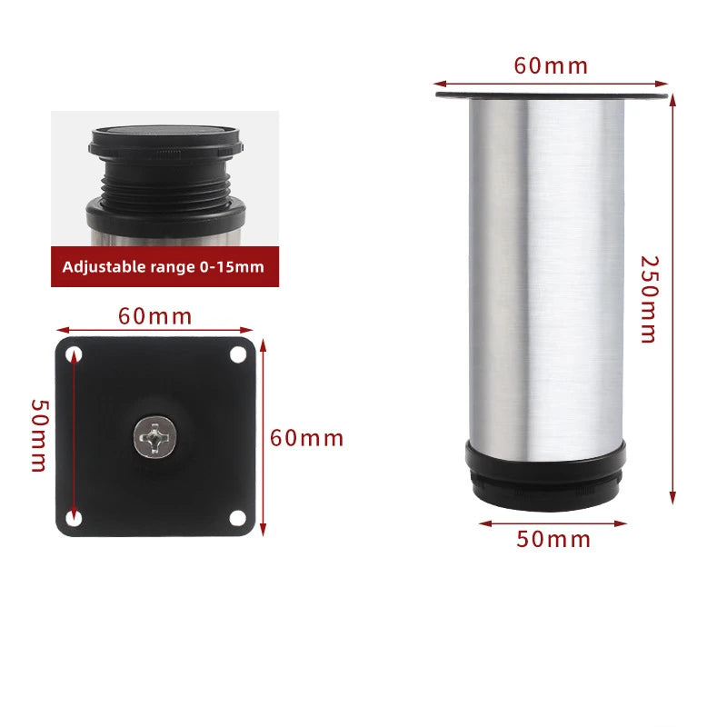 4Pcs 50mm-300mm Furniture Adjustable Cabinet Legs Stainless Steel Furniture Legs Cabinet Table Sofa Bed Feet Furniture Legs Feet