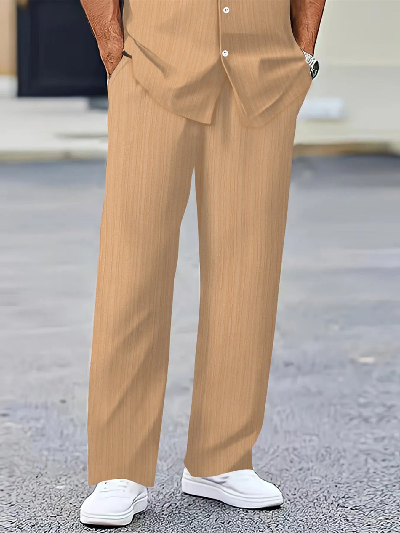 Men's Pants Basic Versatile Fashion Loose Pants Male Breathable Solid Casual Drawstring Jogger Yoga Baggy Trousers