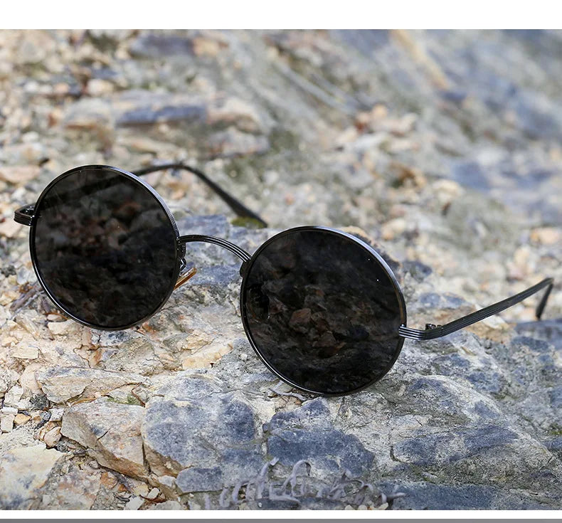 Men Polarized Sunglasses Retro Punk Style Metal Small Round Frame Sunblock Sun Glasses Drive Sports Outdoor Travel Eyewear T251