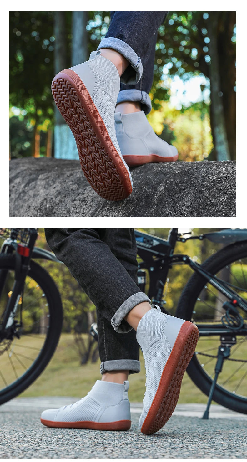 Men's And Women's High Top Barefoot Walking Shoes, Wide Toe Loose Shoes, Suitable For Comprehensive Training In The Gym And Driv