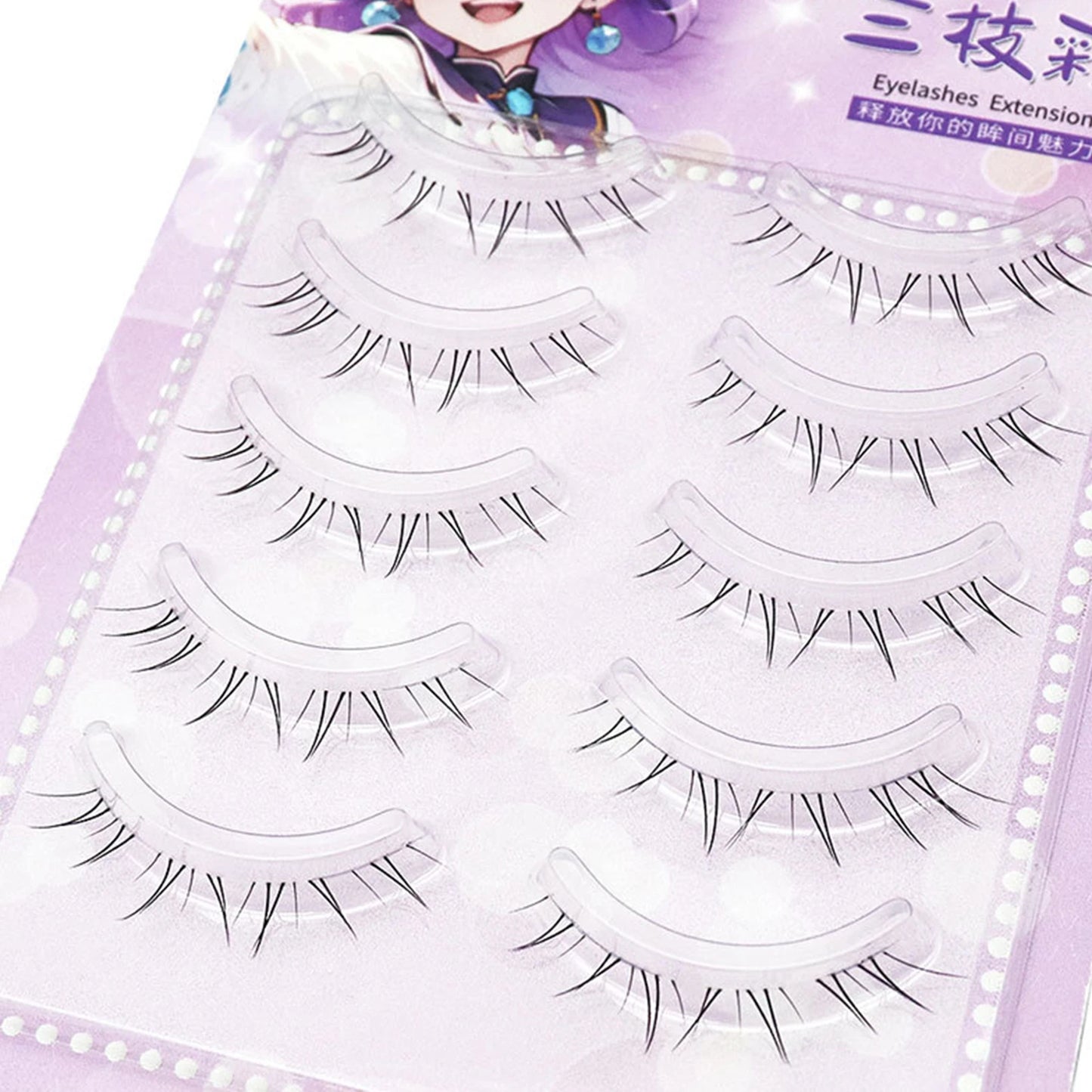 5 Pairs 4-8mm Antique Cartoon Lower False Eyelashes Wispy Cluster Natural Daily Eyelash Extensions For Beauty Eye Cosplay Makeup