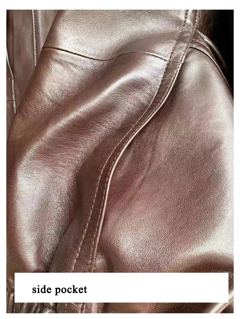 Imported Lightweight Leather Jacket for Women Modern Genuine Sheepskin Stand Up Collar Short Silhouette Coat Winter Tops Mujer