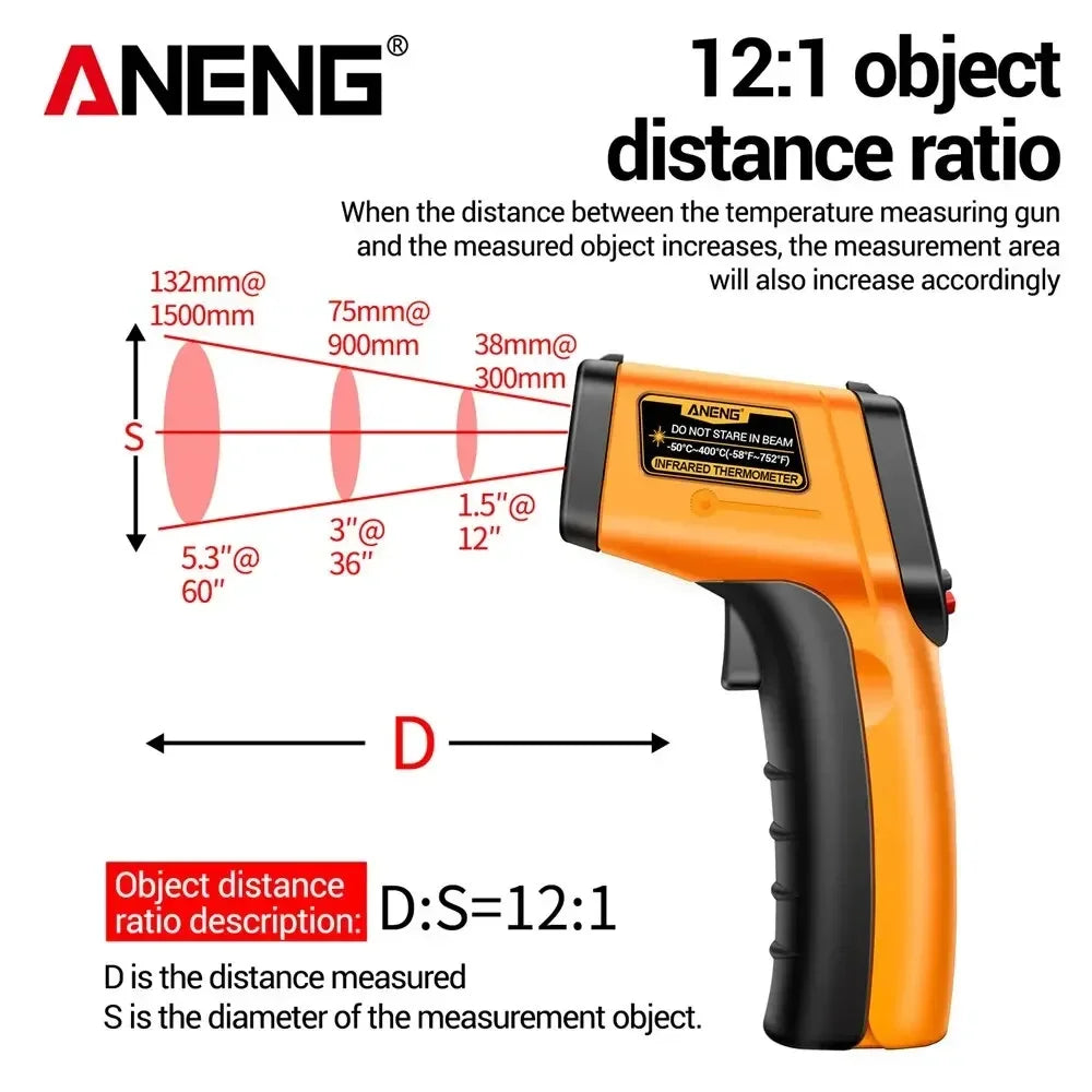 ANENG TH201 Digital Thermometer Handheld Non-Contact Laser Temperature Meter Gun Temperature Tester Instruments Pyrometer