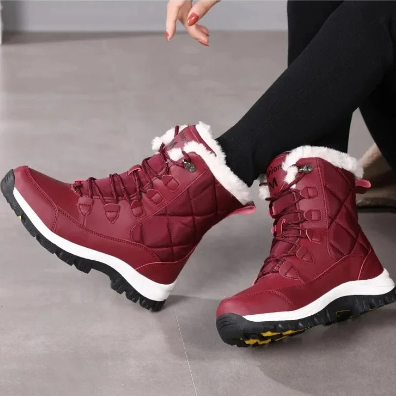 Snow Boots for Women Comfortable Keep Warm Boots Waterproof Platform Shoes Casual Plush Flat Shoes Fashion Winter Women Sneakers