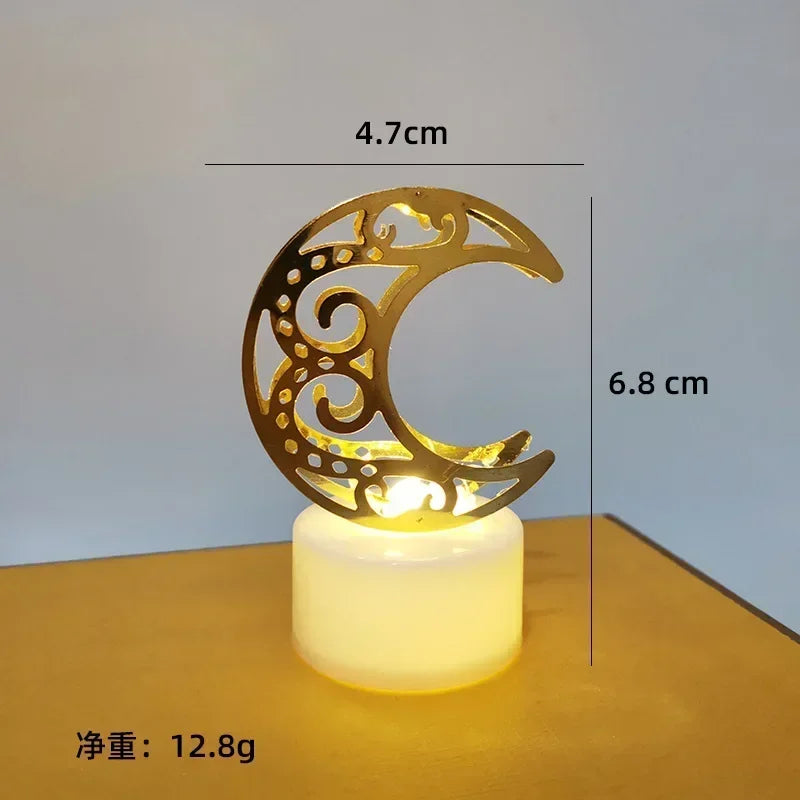 Ramadan Decoration Eid Mubarak Iron Candle LED Light Ornament Islam Muslim House Party Decoration Gift Not Include Battery