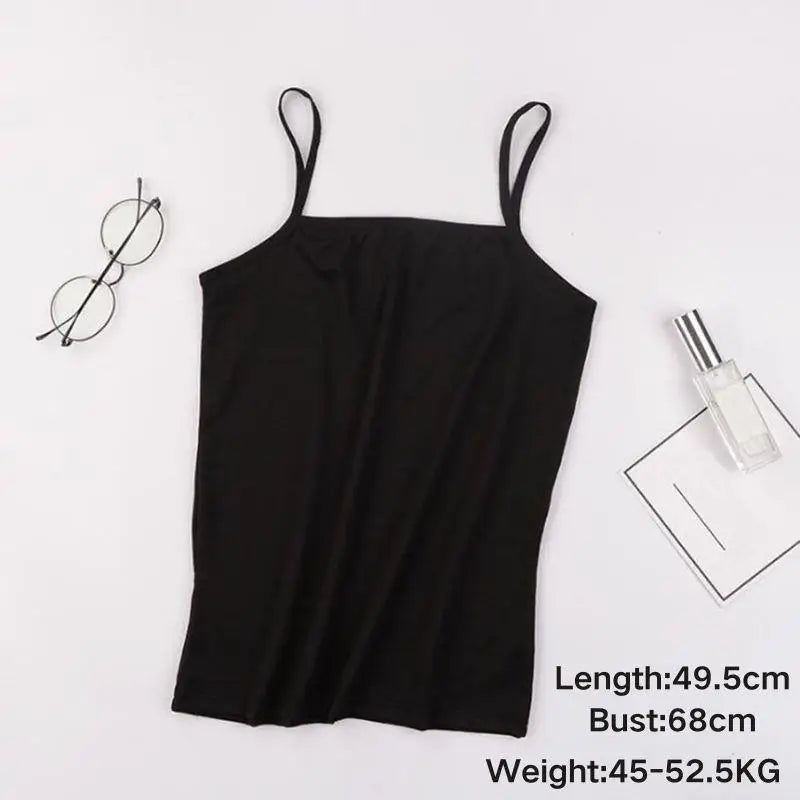 Summer Women Tank Tops Camisole  With Padded Bra Solid Color Sexy Off Shoulder O Neck Elastic Sport Vest  Push Up Base Shirt