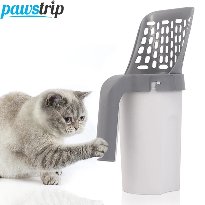 Cat Litter Shovel with Waste Bags Self Cleaning Cats Litter Scooper Portable Cat Litter Box Cleaning Tool Pet Cat Supplies
