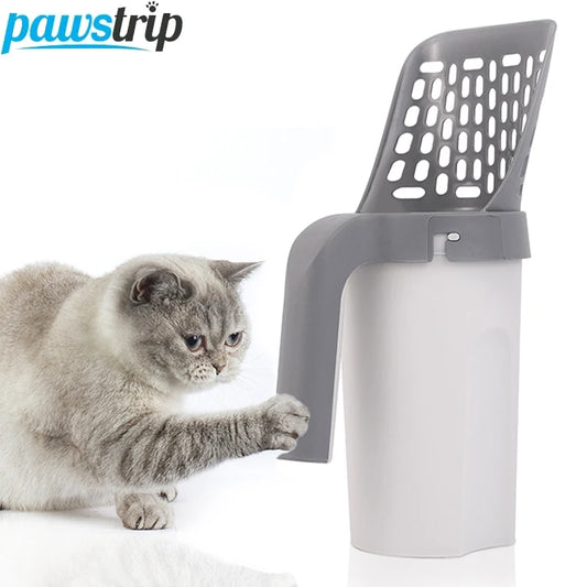 Cat Litter Shovel with Waste Bags Self Cleaning Cats Litter Scooper Portable Cat Litter Box Cleaning Tool Pet Cat Supplies