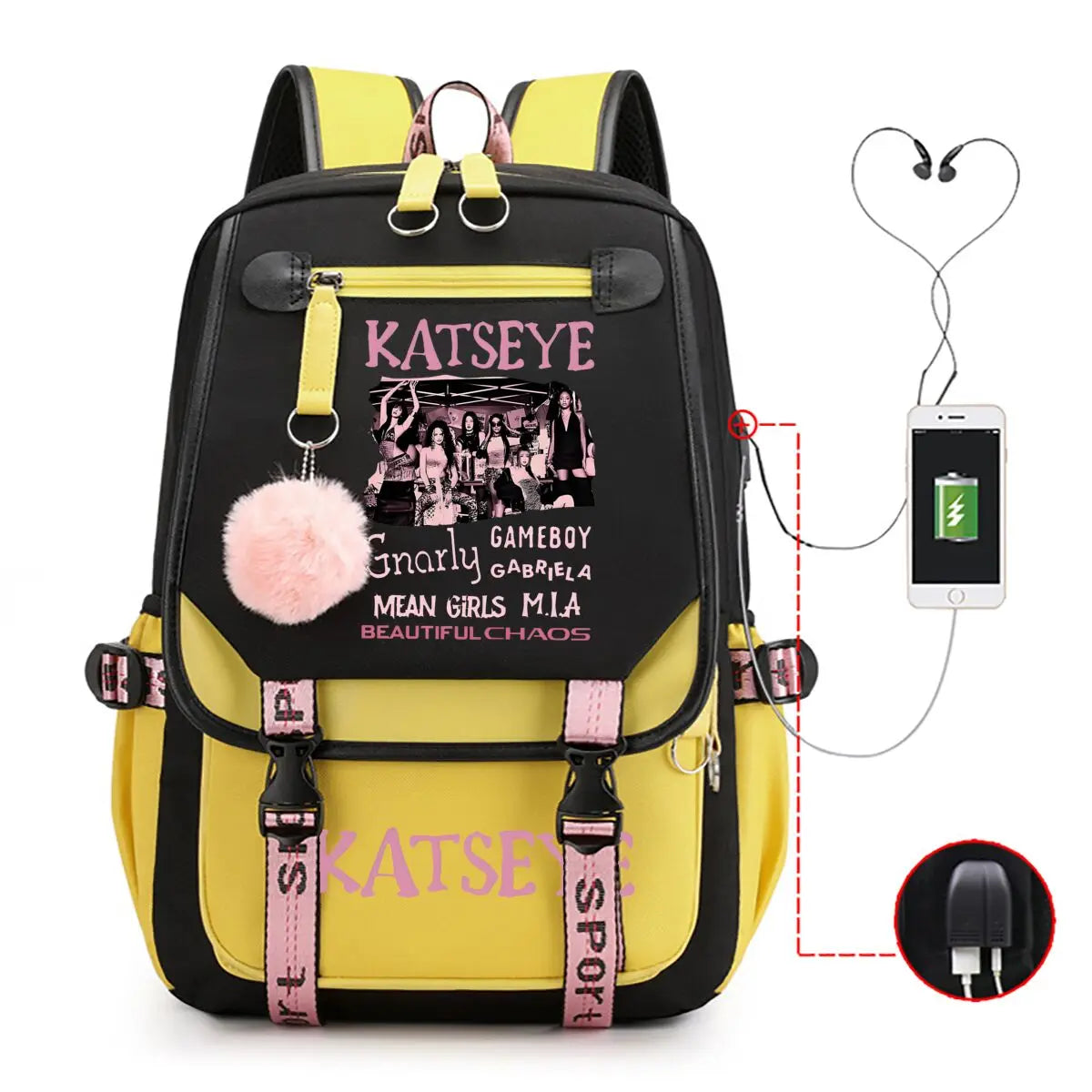 Trendy Girl Group School Bags for Students Girls Large Capacity Travel Book Bag Usb Charging Laptop Backpack Children Backpacks