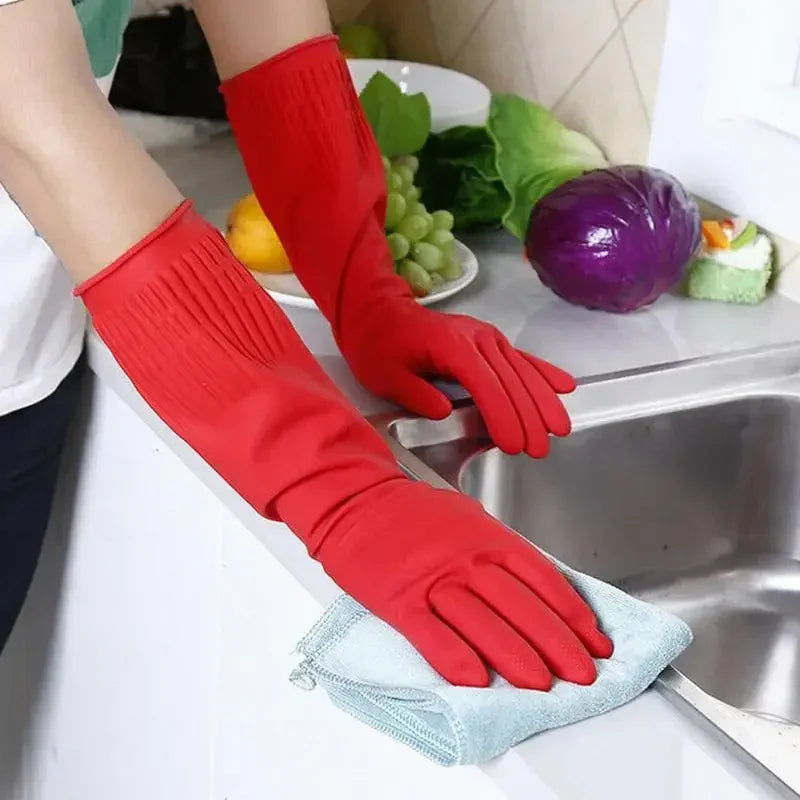 Waterproof Housework Cleaning Gloves Kitchen Cleaning Latex Laundry Dishwashing Gloves Wear Resistant Rubber Gloves
