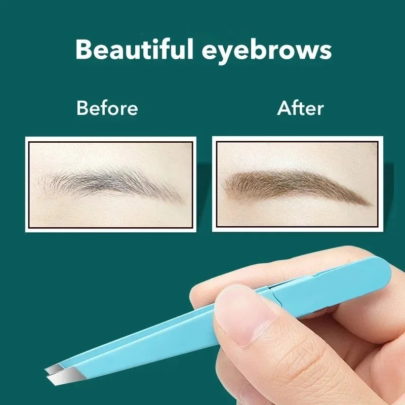 186--  Eyebrow Tweezer Colorful Hair Beauty Fine Hairs Puller Stainless Steel Slanted Eye Brow Clips Removal Makeup Tools